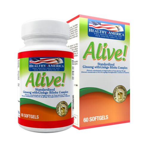 ALIVE ( Panax Ginseng   Ginkgo Biloba ) x60 Soft - Healthy America