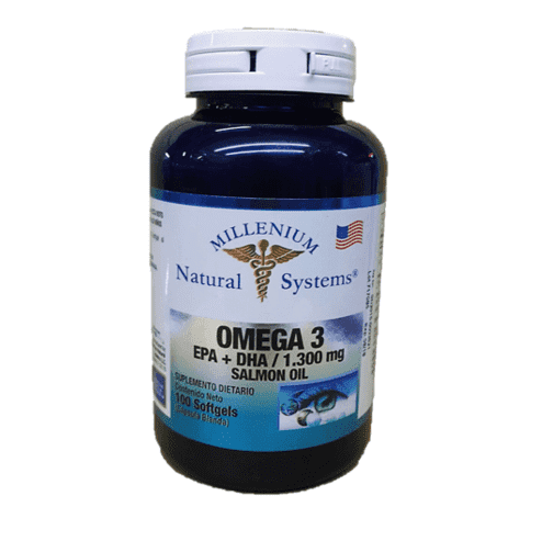 Omega 3 Epa + Dha 1.300 Mg Salmon Oil 100 Cápsulas Natural Systems