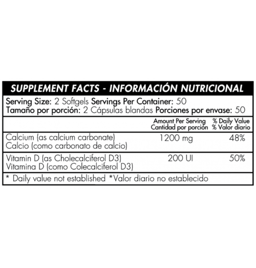 Calcio Liquido 1200mg Plus D3 400 IU 100 Softgels - Healthy America - Imagen 2