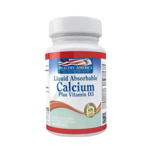 Calcio Liquido 1200mg Plus D3 400 IU 100 Softgels - Healthy America