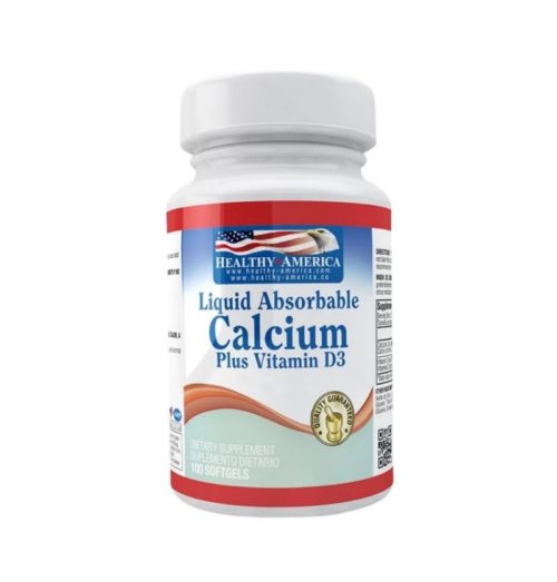 Calcio Liquido 1200mg Plus D3 400 IU 100 Softgels - Healthy America